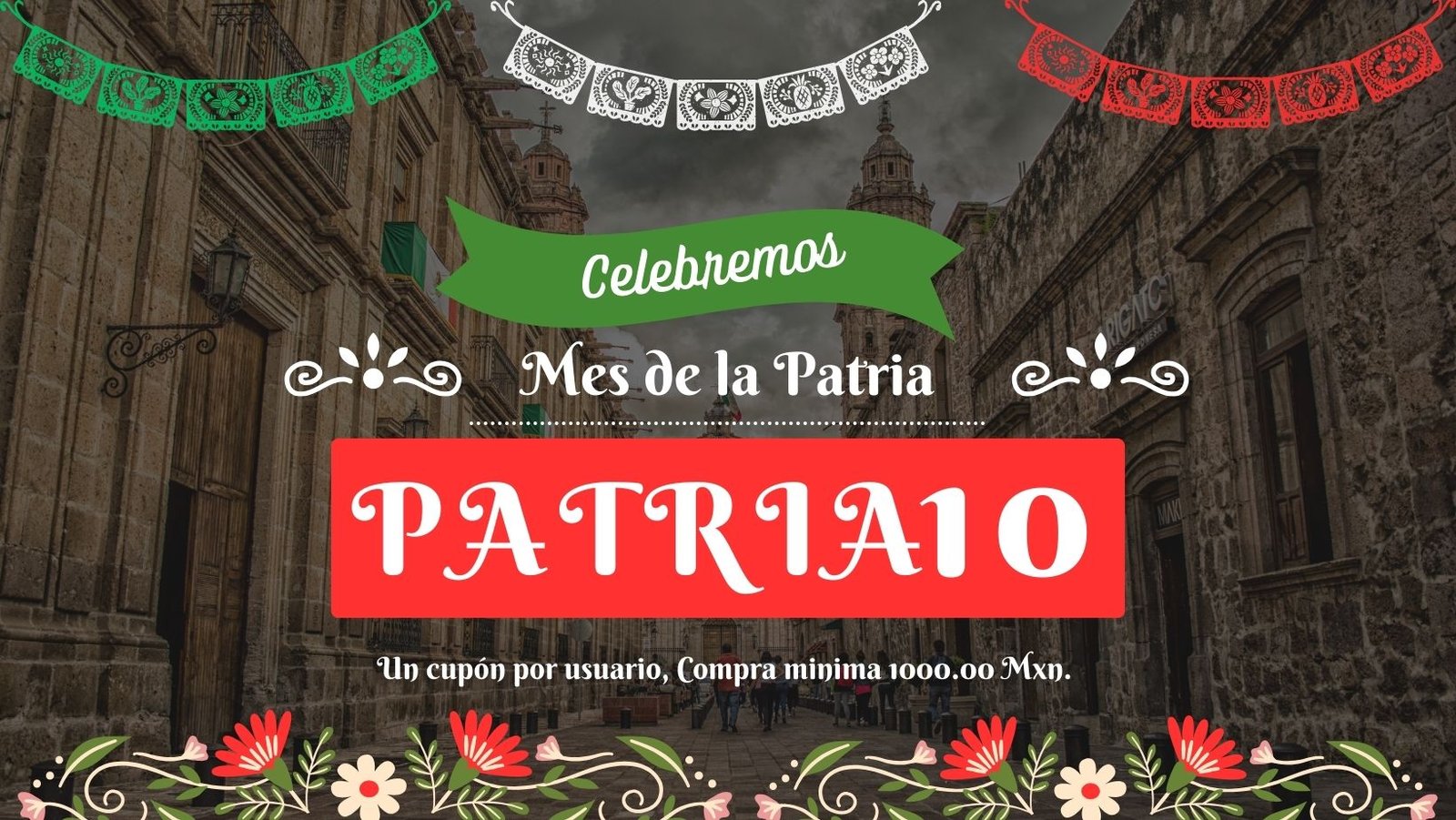 Cupón del 10%  descuento, Valido un cupón por usuario, Compra mínima 1000.00 Mxn. Valido hasta 30 de Septiembre.